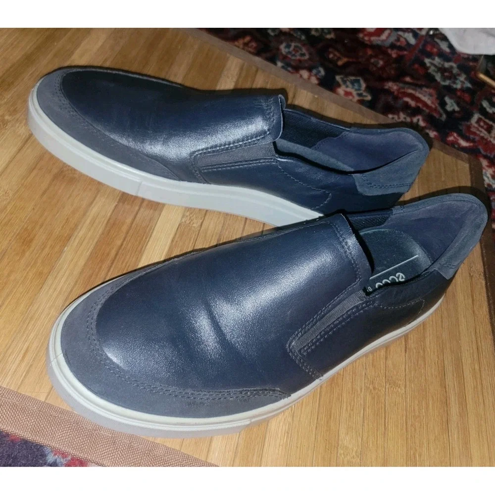 Men's Slip-On Leather Sneaker ECCO Collin 2.0 DANISH Design Navy Blue EU 43, 10